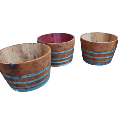 Varnished 225L Half Barrel Garden Planter for Flowers, Herbs & Patio Ideas